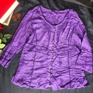Purple Embroidered Top